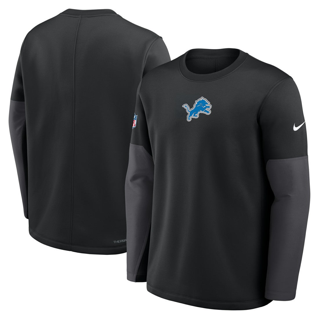 Detroit Lions Sideline Coach Therma-FIT Long Sleeve T-Shirt Black - Nike