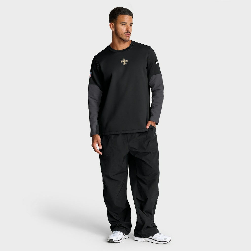 New Orleans Saints Sideline Coach Therma-FIT Long Sleeve T-Shirt Black - Nike