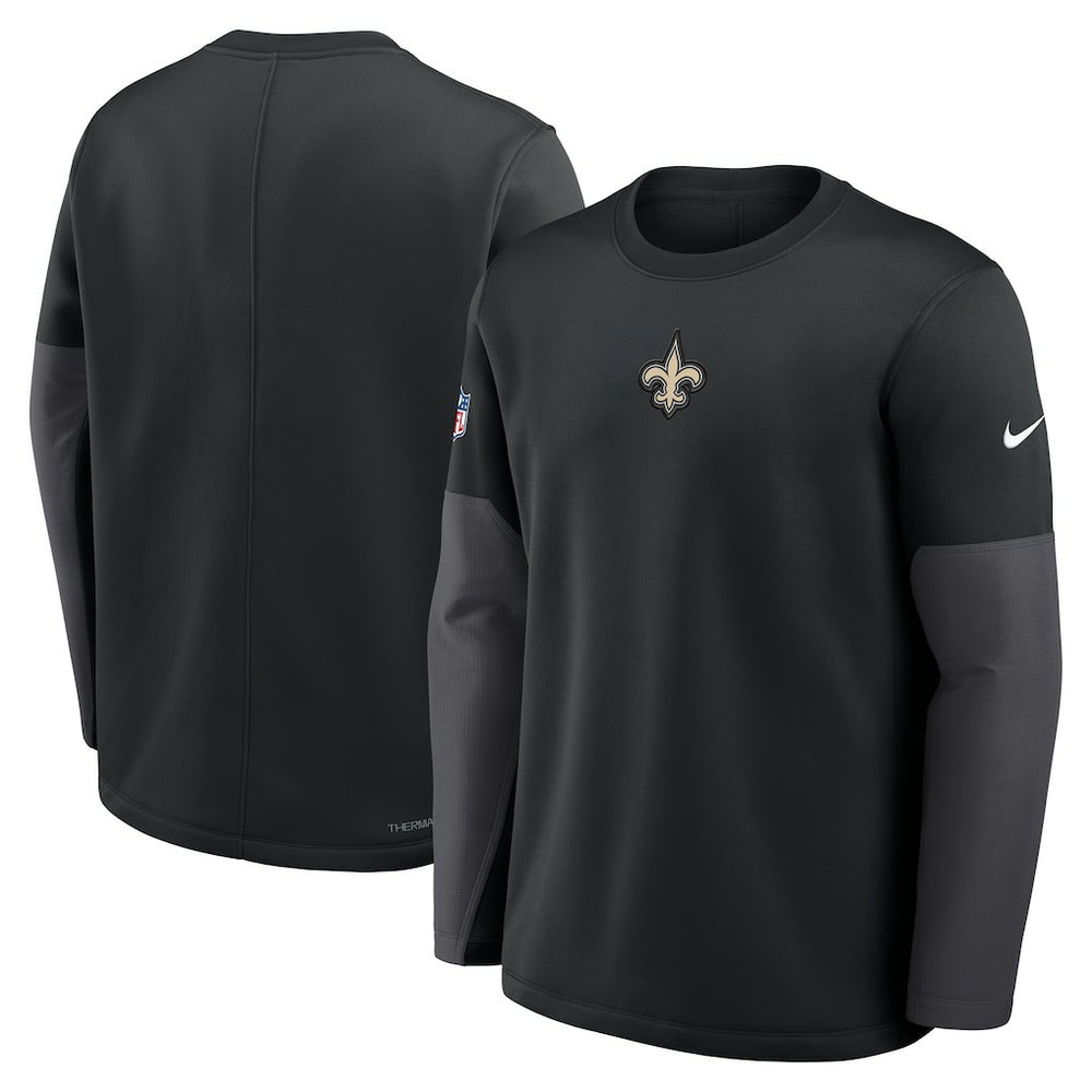 New Orleans Saints Sideline Coach Therma-FIT Long Sleeve T-Shirt Black - Nike