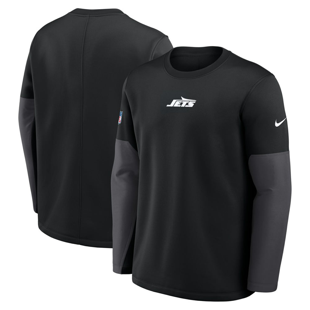 New York Jets Sideline Coach Therma-FIT Long Sleeve T-Shirt Black - Nike