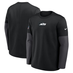 New York Jets Sideline Coach Therma-FIT Long Sleeve T-Shirt Black - Nike
