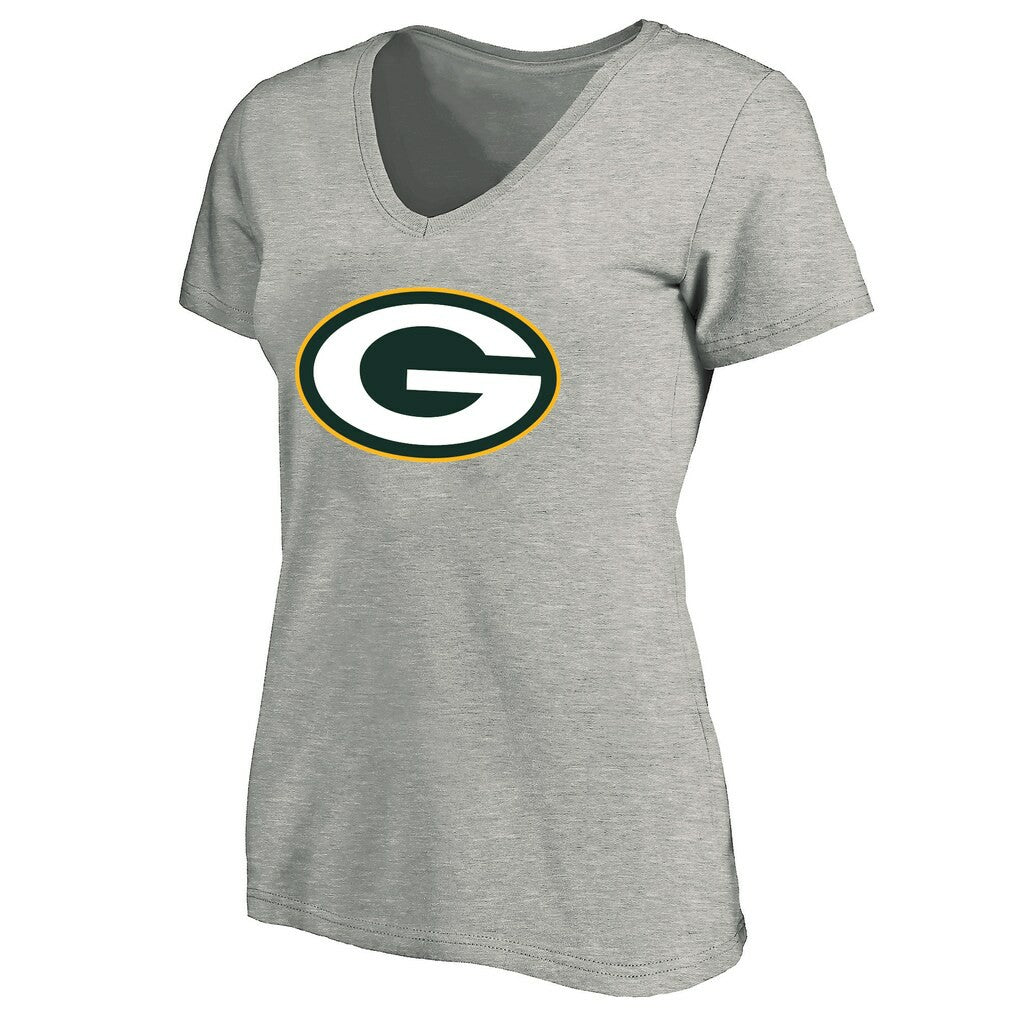 Green Bay Packers Women's Plus Size V-Neck T-Shirt Heather Gray - Fanatics