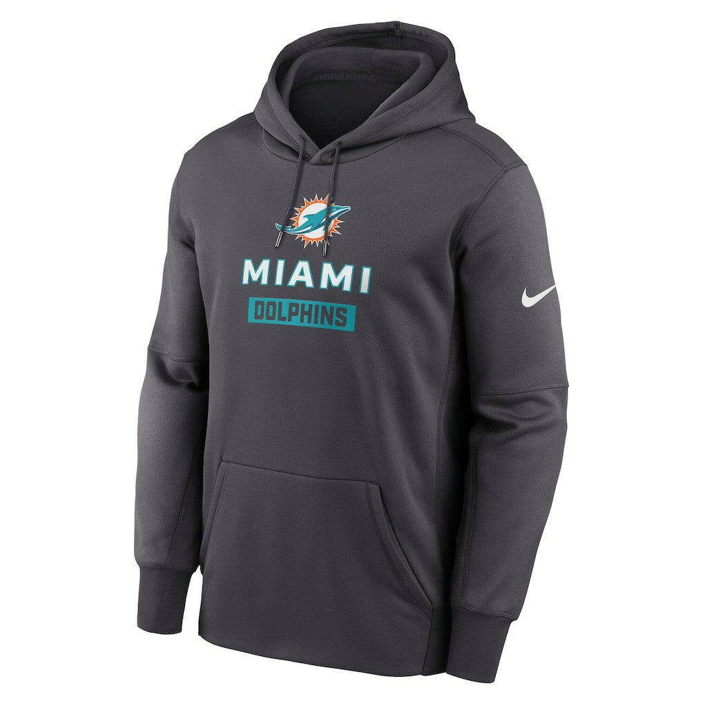 Miami Dolphins Toss Sweep Performance Pullover Hoodie Anthracite - Nike