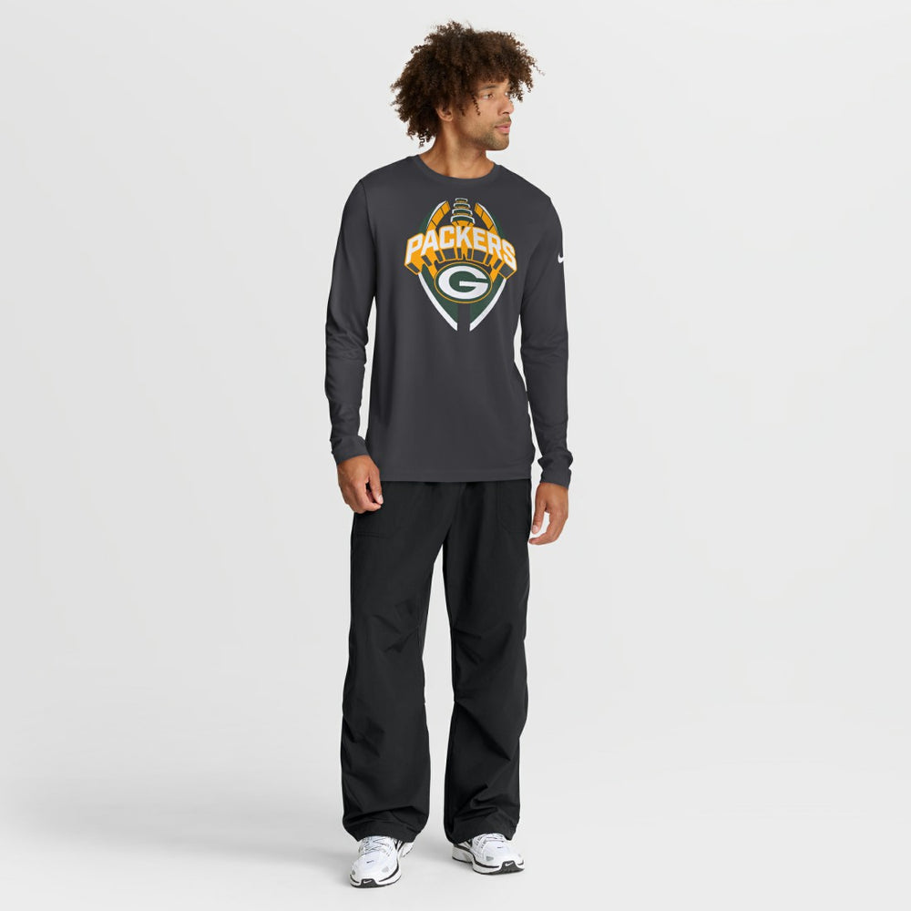 Green Bay Packers Primetime Legend Icon Performance Long Sleeve T-Shirt Anthracite - Nike