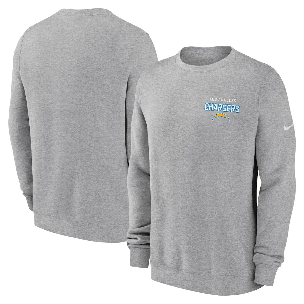 Los Angeles Chargers Primetime Club Fleece Pullover Sweatshirt Heather Gray - Nike