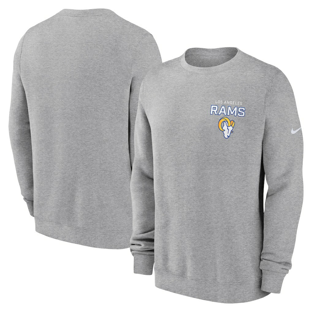 Los Angeles Rams Primetime Club Fleece Pullover Sweatshirt Heather Gray - Nike