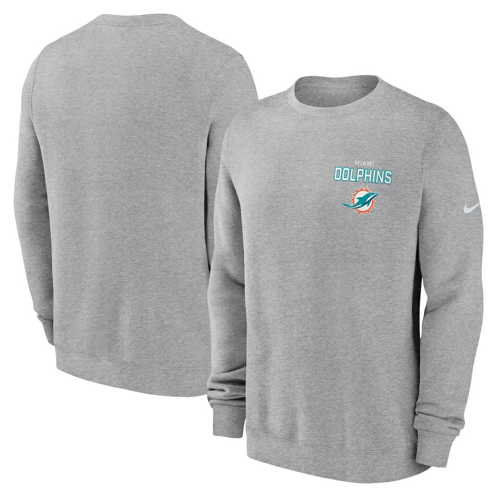 Miami Dolphins Primetime Club Fleece Pullover Sweatshirt Heather Gray - Nike