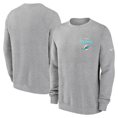 Miami Dolphins Primetime Club Fleece Pullover Sweatshirt Heather Gray - Nike