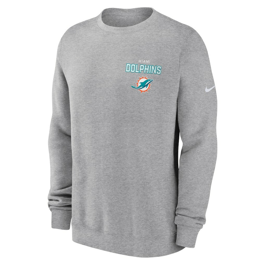 Miami Dolphins Primetime Club Fleece Pullover Sweatshirt Heather Gray - Nike