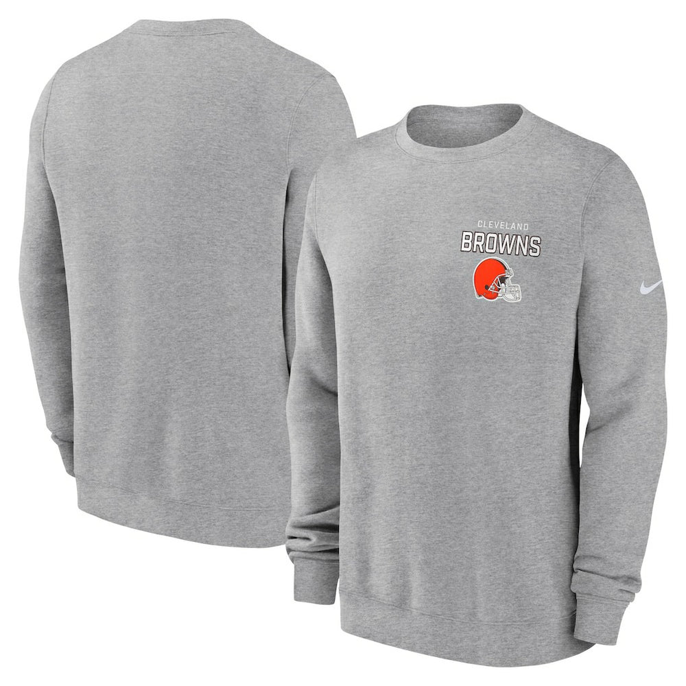 Cleveland Browns Primetime Club Fleece Pullover Sweatshirt Heather Gray - Nike