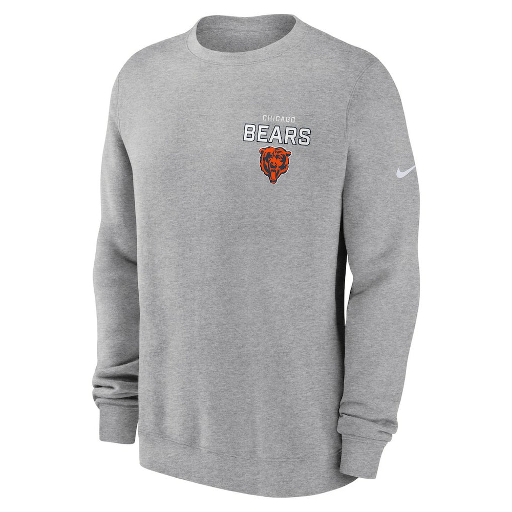 Chicago Bears Primetime Club Fleece Pullover Sweatshirt Heather Gray - Nike