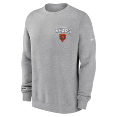 Chicago Bears Primetime Club Fleece Pullover Sweatshirt Heather Gray - Nike