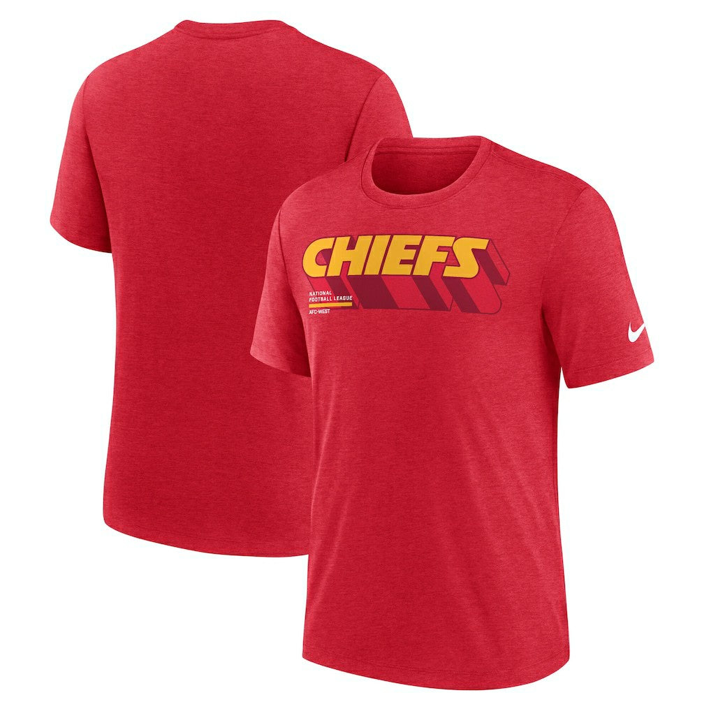 Kansas City Chiefs Long Pass Tri-Blend T-Shirt Heather Red - Nike