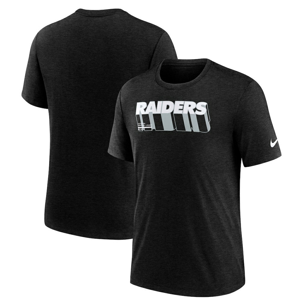 Las Vegas Raiders Long Pass Tri-Blend T-Shirt Heather Black - Nike
