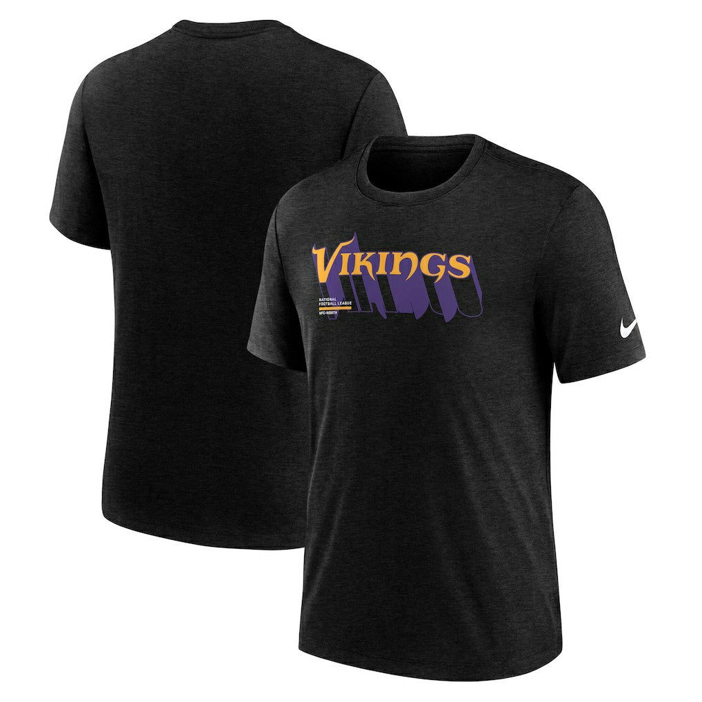 Minnesota Vikings Long Pass Tri-Blend T-Shirt Heather Black - Nike