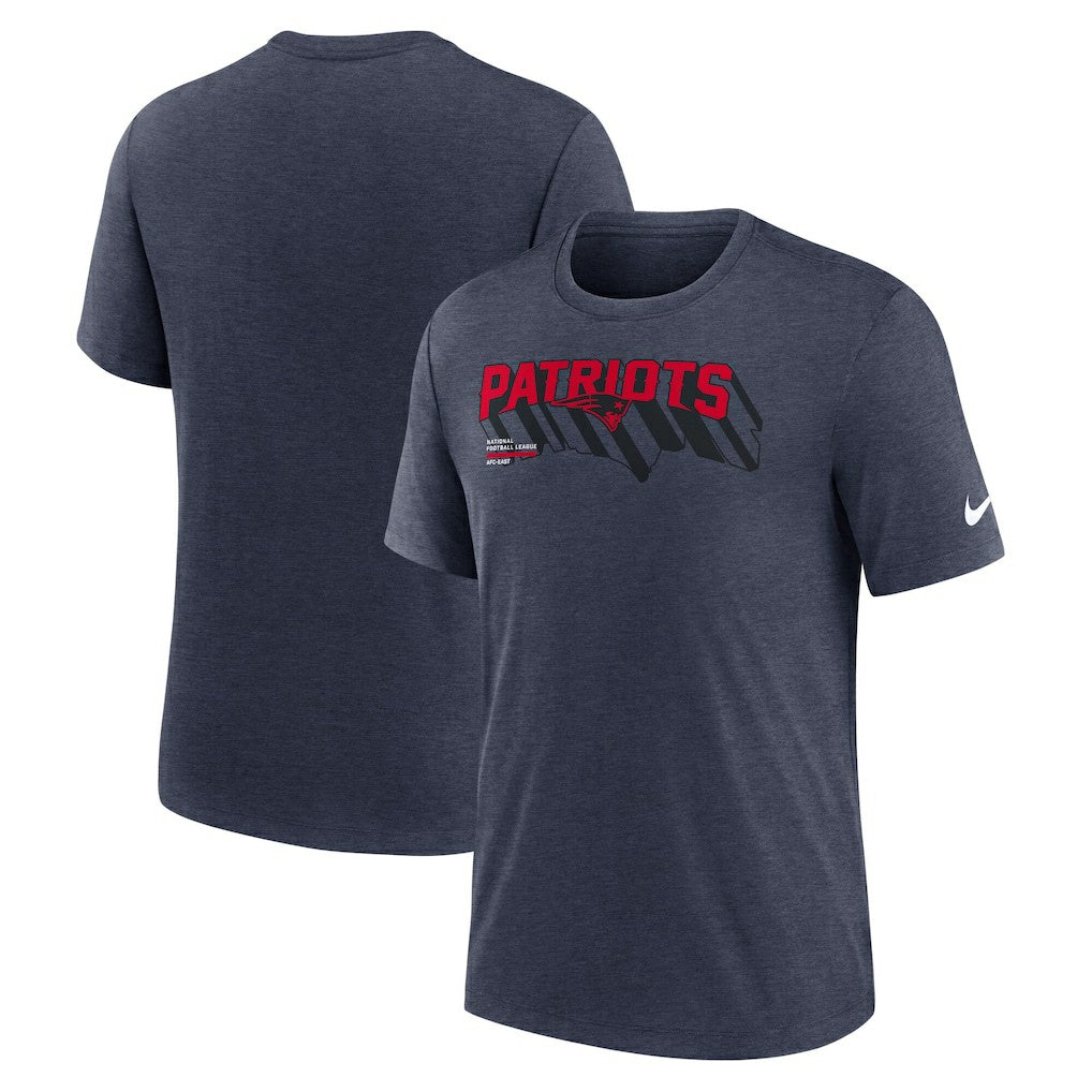 New England Patriots Long Pass Tri-Blend T-Shirt Heather Navy - Nike