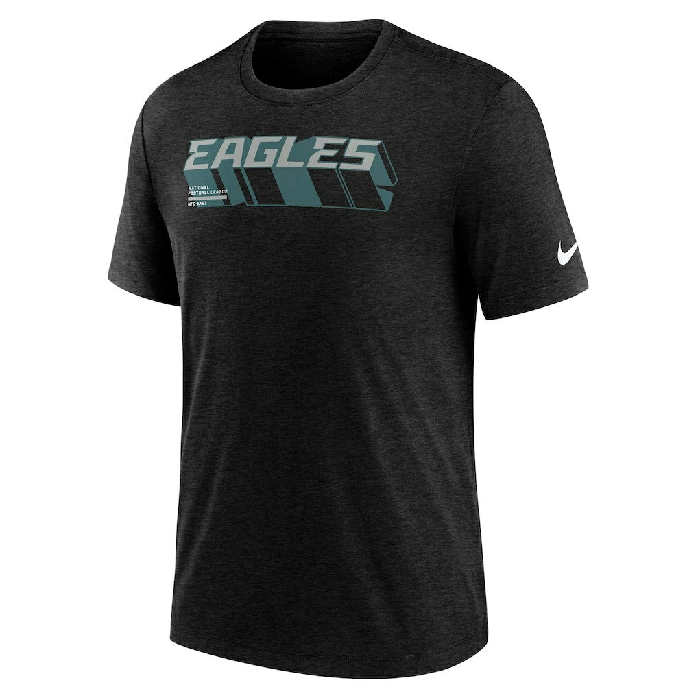 Philadelphia Eagles Long Pass Tri-Blend T-Shirt Heather Black - Nike
