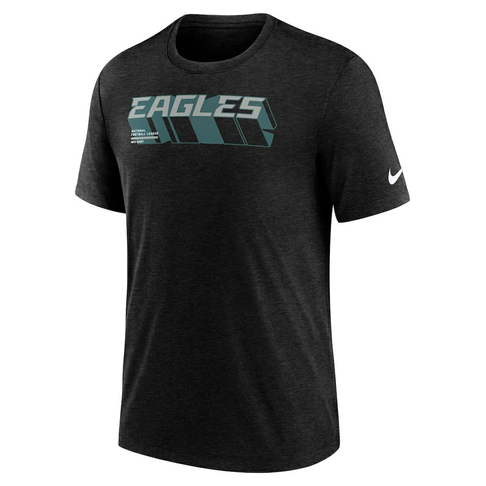 Philadelphia Eagles Long Pass Tri-Blend T-Shirt Heather Black - Nike