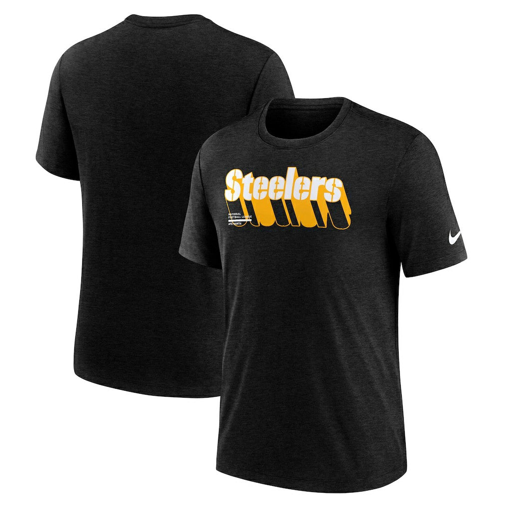 Pittsburgh Steelers Long Pass Tri-Blend T-Shirt Heather Navy - Nike