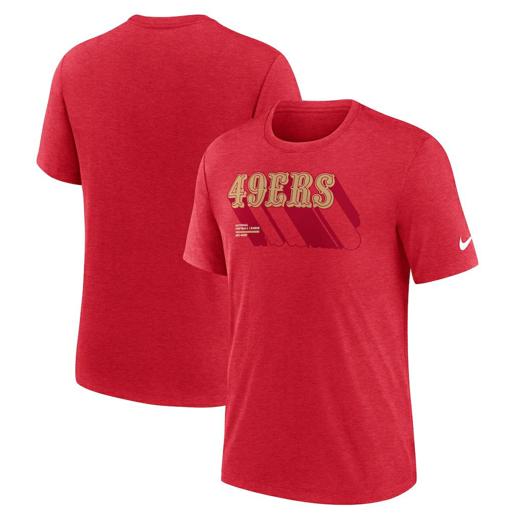 San Francisco 49ers Long Pass Tri-Blend T-Shirt Heather Scarlet - Nike