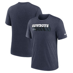 Dallas Cowboys Long Pass Tri-Blend T-Shirt Heather Navy - Nike