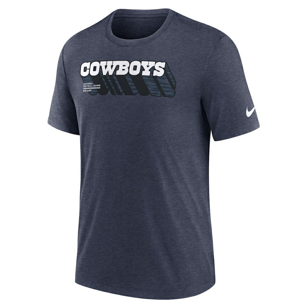 Dallas Cowboys Long Pass Tri-Blend T-Shirt Heather Navy - Nike