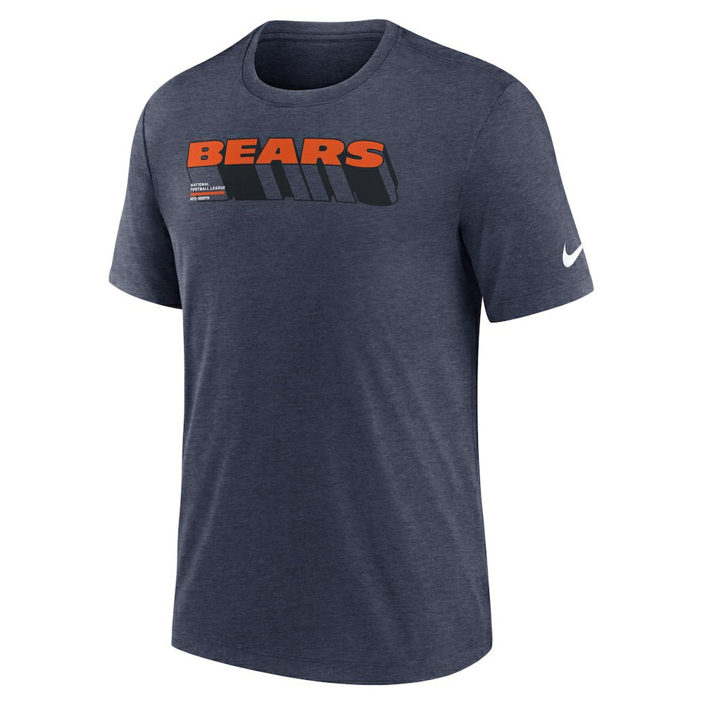 Chicago Bears Long Pass Tri-Blend T-Shirt Heather Navy - Nike