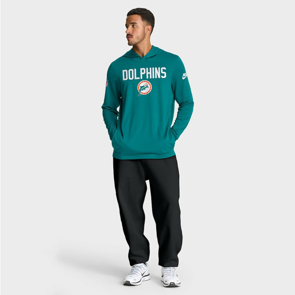 Miami Dolphins Big & Tall Alt Pack Dri-FIT Long Sleeve Hoodie T-Shirt  Aqua - Nike