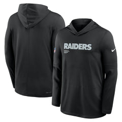Las Vegas Raiders Big & Tall Sideline Dri-FIT Long Sleeve Hoodie T-Shirt Black - Nike