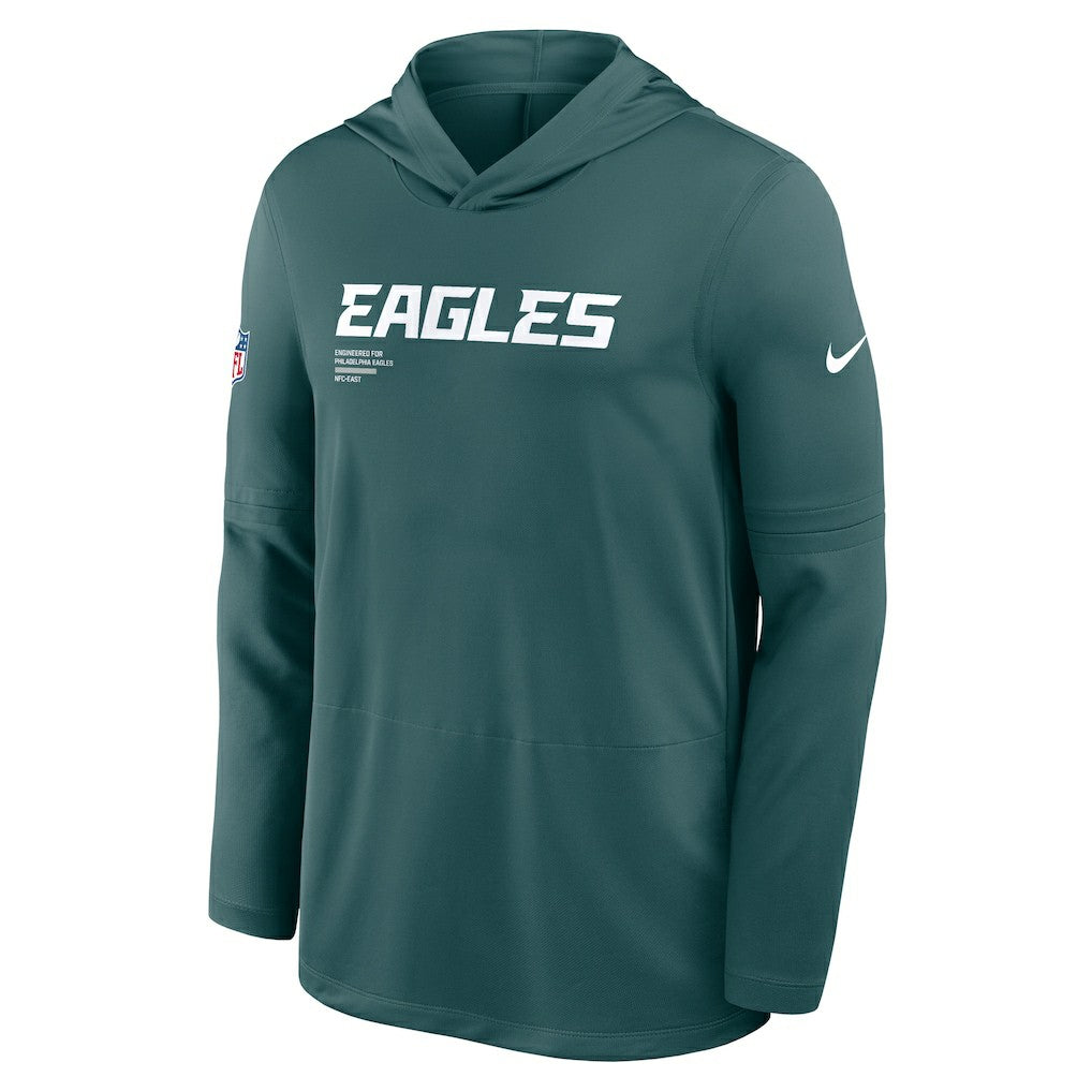 Philadelphia Eagles Big & Tall Sideline Dri-FIT Long Sleeve Hoodie T-Shirt Midnight Green - Nike