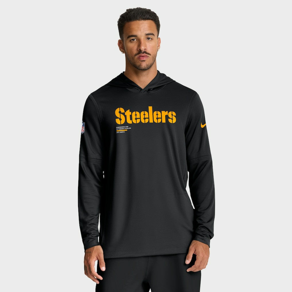 Pittsburgh Steelers Big & Tall Sideline Dri-FIT Long Sleeve Hoodie T-Shirt Black - Nike