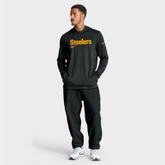 Pittsburgh Steelers Big & Tall Sideline Dri-FIT Long Sleeve Hoodie T-Shirt Black - Nike