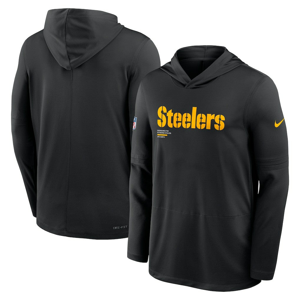 Pittsburgh Steelers Big & Tall Sideline Dri-FIT Long Sleeve Hoodie T-Shirt Black - Nike