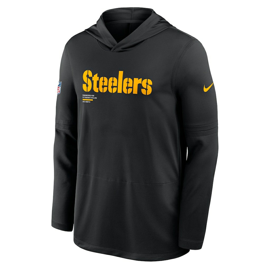 Pittsburgh Steelers Big & Tall Sideline Dri-FIT Long Sleeve Hoodie T-Shirt Black - Nike