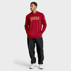 San Francisco 49ers Big & Tall Sideline Dri-FIT Long Sleeve Hoodie T-Shirt Scarlet - Nike