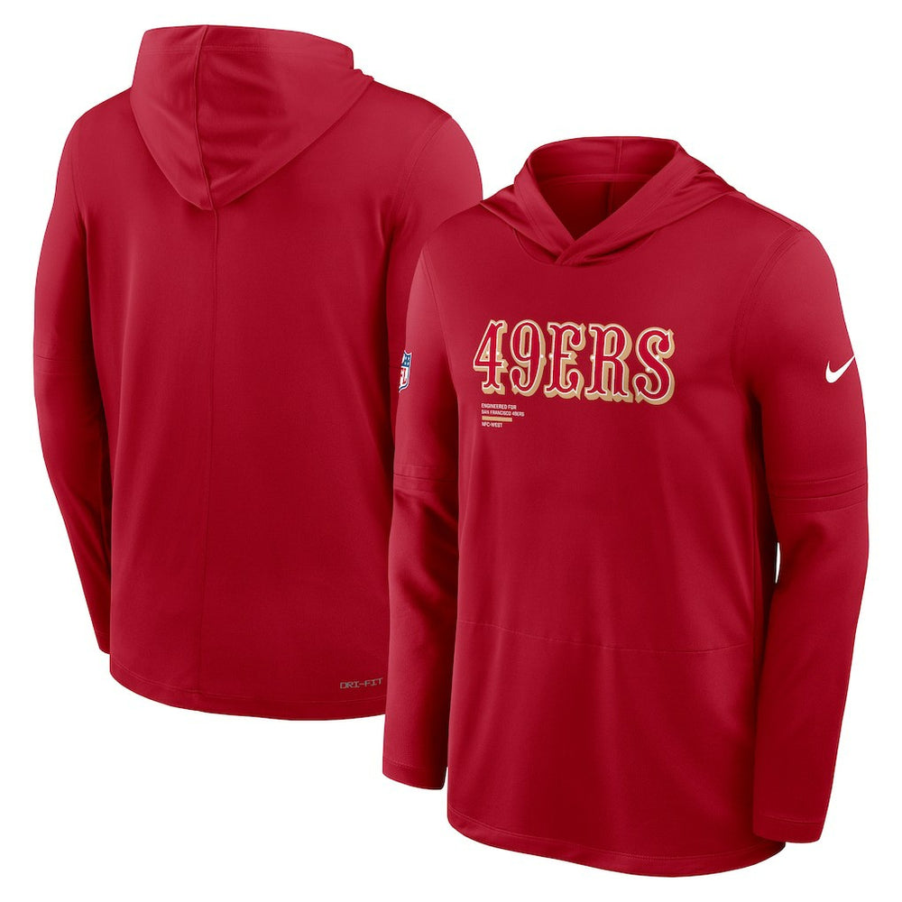 San Francisco 49ers Big & Tall Sideline Dri-FIT Long Sleeve Hoodie T-Shirt Scarlet - Nike