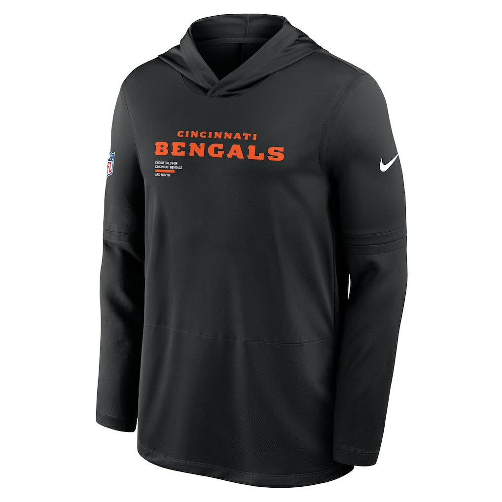 Cincinnati Bengals Big & Tall Sideline Dri-FIT Long Sleeve Hoodie T-Shirt Black - Nike