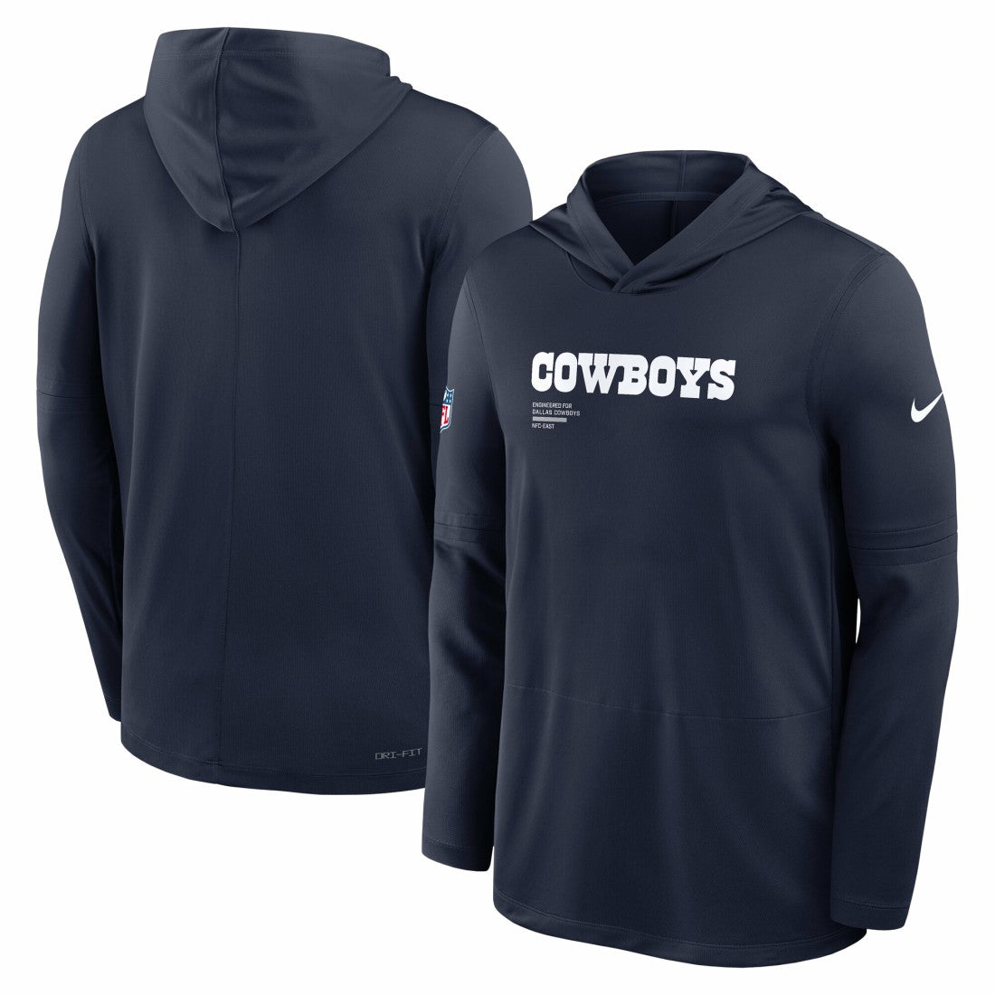 Dallas Cowboys Big & Tall Sideline Dri-FIT Long Sleeve Hoodie T-Shirt Navy - Nike