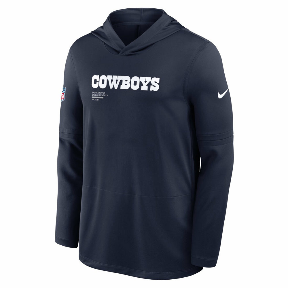 Dallas Cowboys Big & Tall Sideline Dri-FIT Long Sleeve Hoodie T-Shirt Navy - Nike