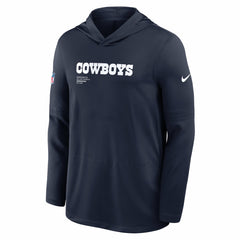 Dallas Cowboys Big & Tall Sideline Dri-FIT Long Sleeve Hoodie T-Shirt Navy - Nike