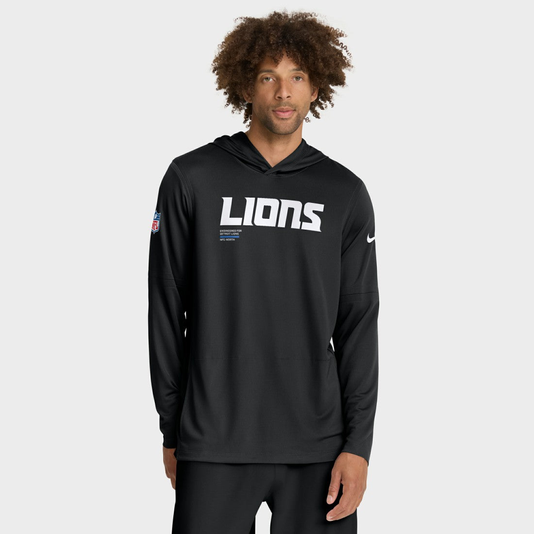 Detroit Lions Big & Tall Sideline Dri-FIT Long Sleeve Hoodie T-Shirt Black - Nike