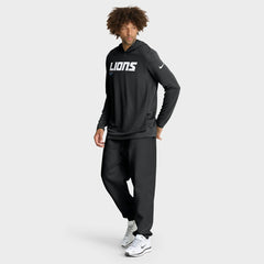 Detroit Lions Big & Tall Sideline Dri-FIT Long Sleeve Hoodie T-Shirt Black - Nike