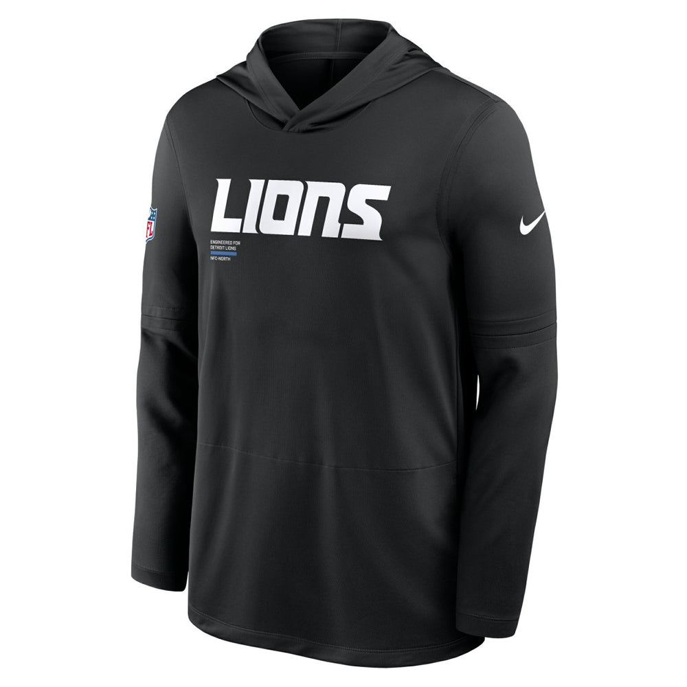 Detroit Lions Big & Tall Sideline Dri-FIT Long Sleeve Hoodie T-Shirt Black - Nike