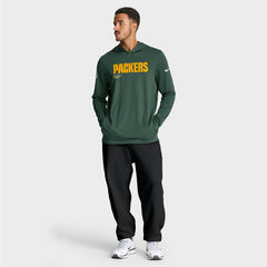 Green Bay Packers Big & Tall Sideline Dri-FIT Long Sleeve Hoodie T-Shirt Green - Nike