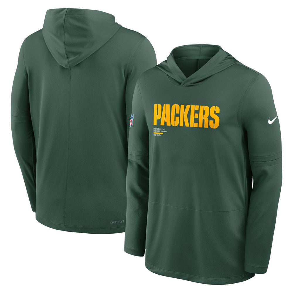 Green Bay Packers Big & Tall Sideline Dri-FIT Long Sleeve Hoodie T-Shirt Green - Nike