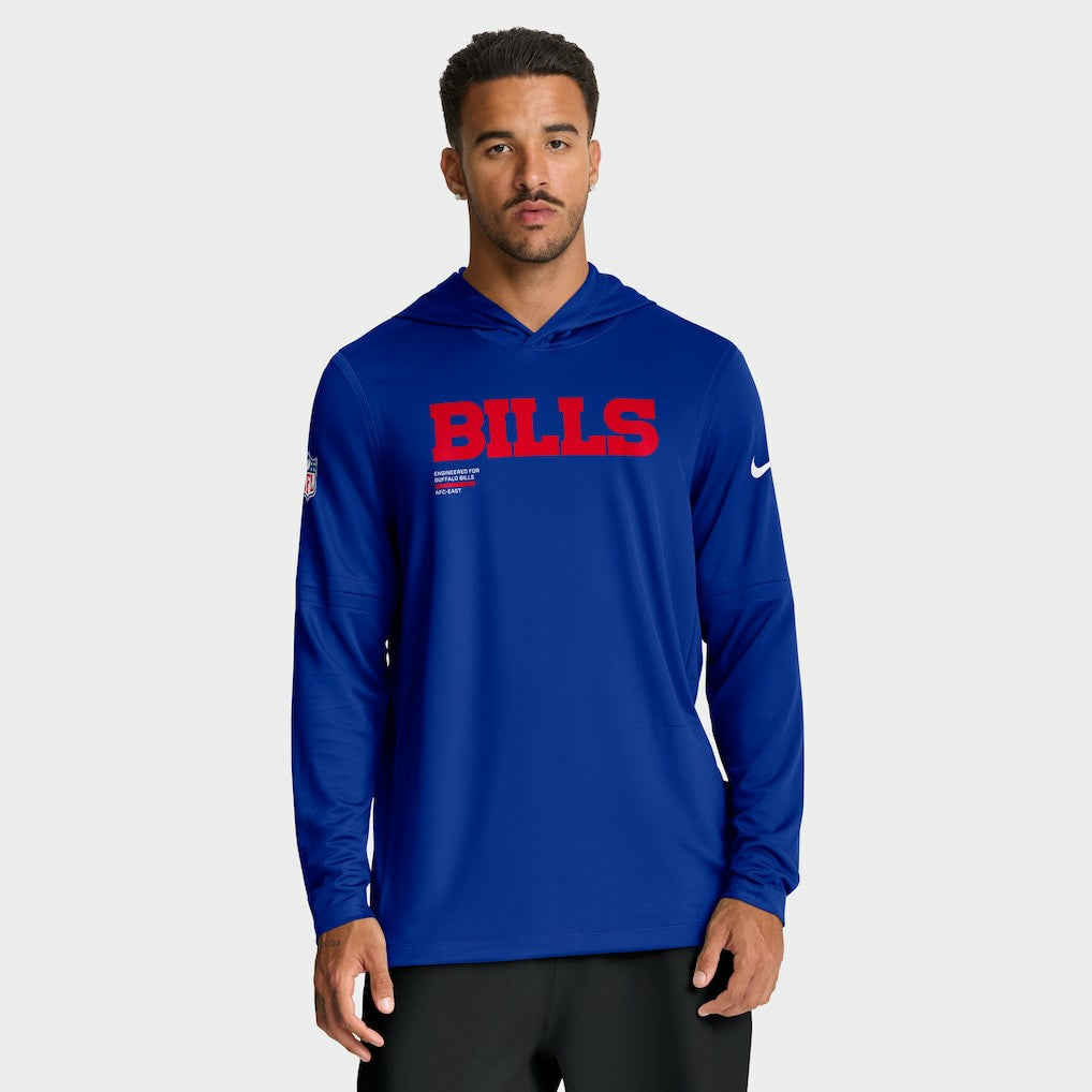 Buffalo Bills Big & Tall Sideline Dri-FIT Long Sleeve Hoodie T-Shirt Royal - Nike
