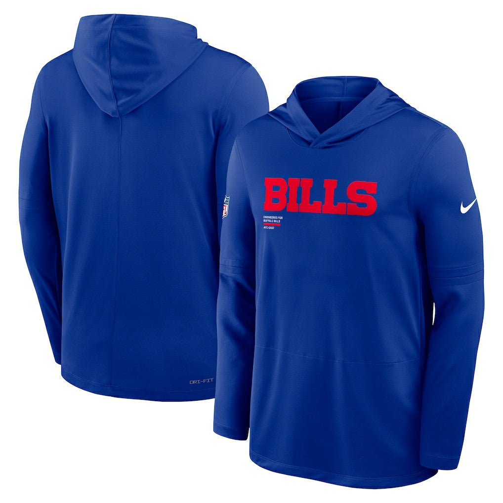 Buffalo Bills Big & Tall Sideline Dri-FIT Long Sleeve Hoodie T-Shirt Royal - Nike