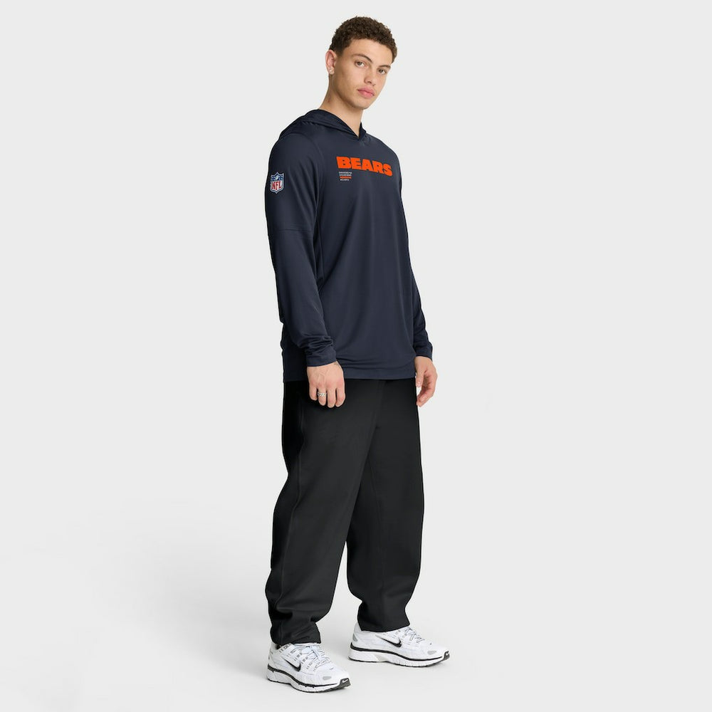 Chicago Bears Big & Tall Sideline Dri-FIT Long Sleeve Hoodie T-Shirt Navy - Nike