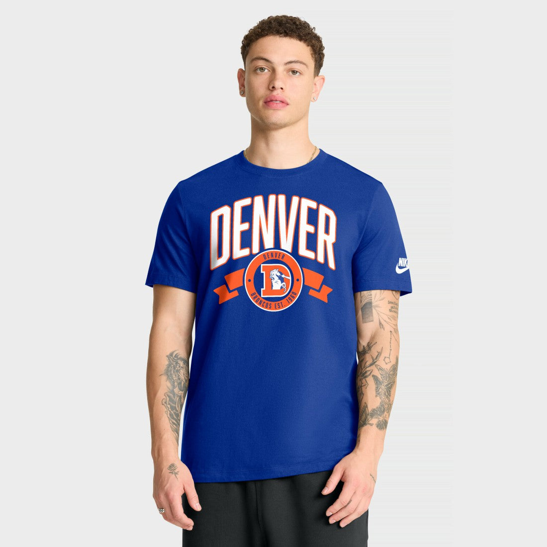 Denver Broncos Rewind Front and Back Hit Essential T-Shirt Royal - Nike