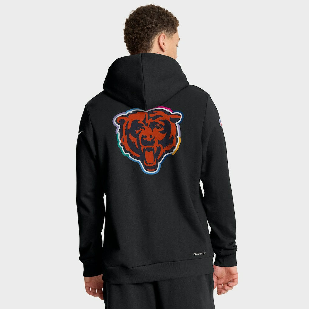 Chicago Bears Tall 2025 NFL Crucial Catch Sideline Standard Issue Dri-FIT Hoodie Black - Nike